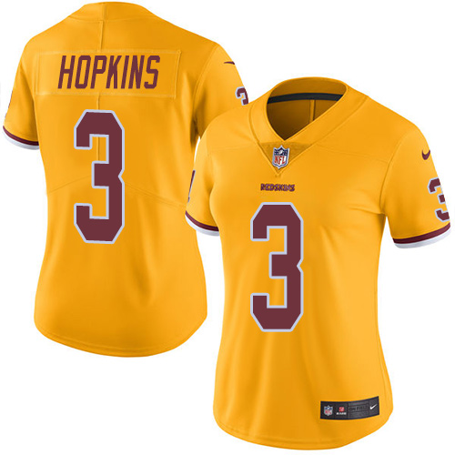 Women's Limited Dustin Hopkins Nike Jersey Gold - #3 Rush NFL Washington Redskins